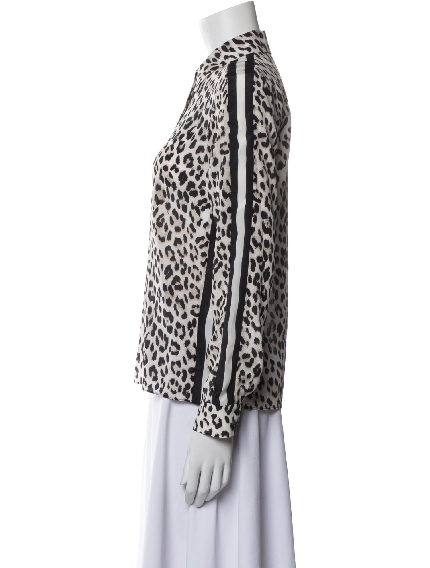 Alice + Olivia Silk Animal Print Button-Up Top